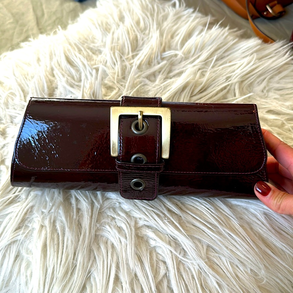 Burgundy clutch